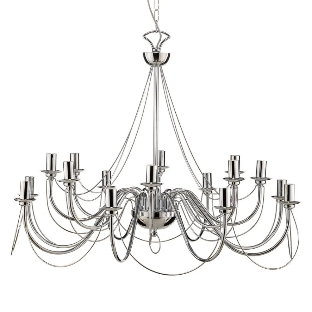 Domiluce Lysekrone Retro, 16-flammet, krom| Lysekroner