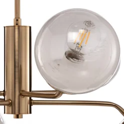 Lucea Lysekrone Santon, messing antikk/hvit, 6 lyskilder| Lysekroner