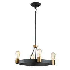 Quintiesse Lysekrone Silas, svart, 4 lyskilder, Ø 54,9 cm| Lysekroner