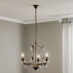 ONLI Lysekrone Teresa med krystaller, 3 lyskilder New