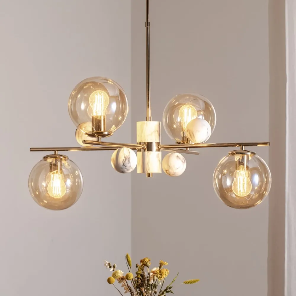 Lucea Lysekrone Toppo, gull, 4 lyskilder| Lysekroner