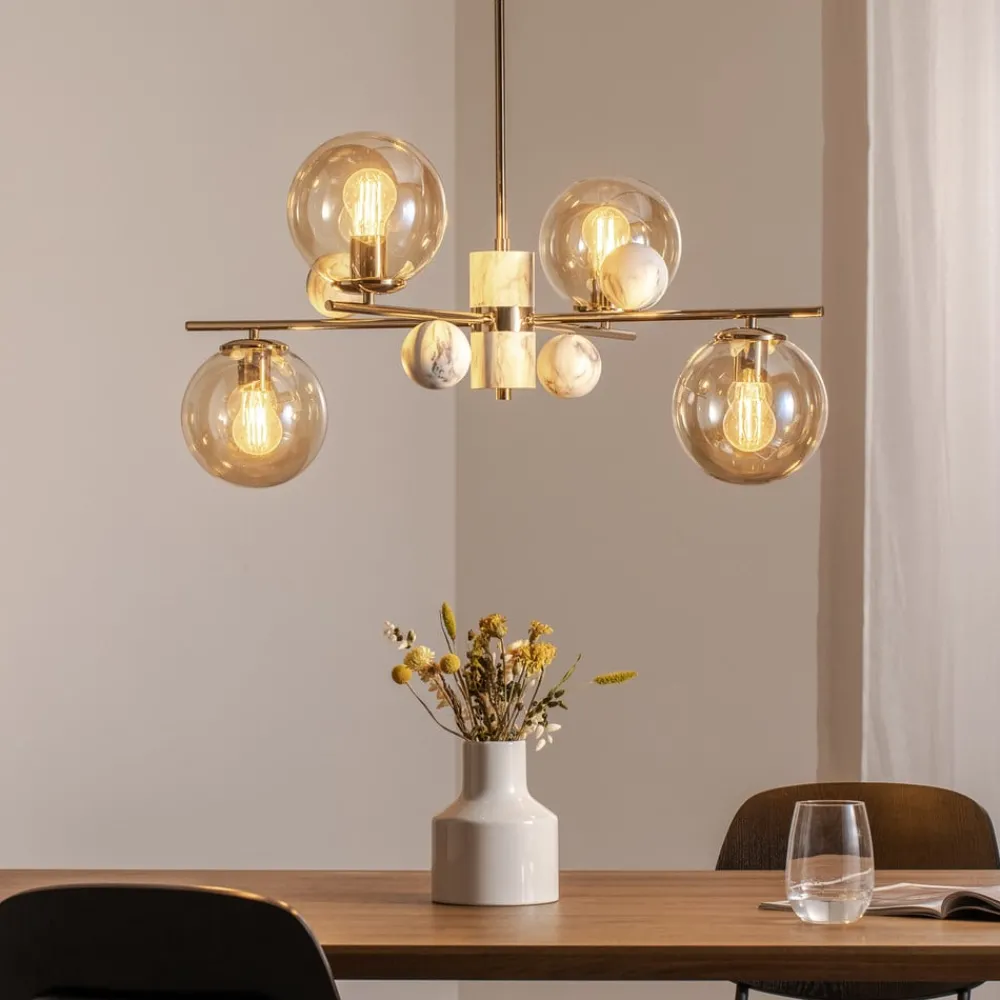 Lucea Lysekrone Toppo, gull, 4 lyskilder| Lysekroner