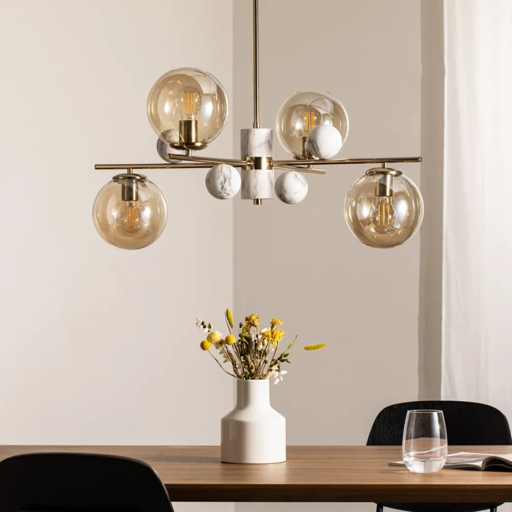 Lucea Lysekrone Toppo, gull, 4 lyskilder| Lysekroner