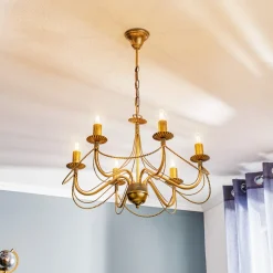 EMIBIG LIGHTING Lysekrone Tori 6, 6 lyskilder, gull Clearance