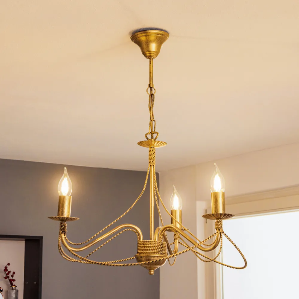 EMIBIG LIGHTING Lysekrone Tori 3, 3 lyskilder, gull Outlet