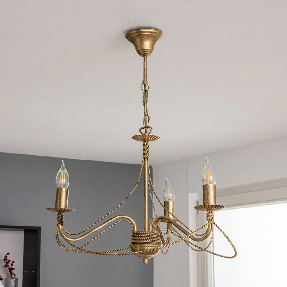 EMIBIG LIGHTING Lysekrone Tori 3, 3 lyskilder, gull Outlet