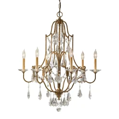 FEISS Lysekrone Valentina, 6 lyskilder, bronse/krystall| Lysekroner