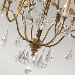 FEISS Lysekrone Valentina, 6 lyskilder, bronse/krystall| Lysekroner