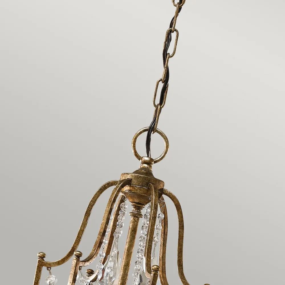 FEISS Lysekrone Valentina, 6 lyskilder, bronse/krystall| Lysekroner