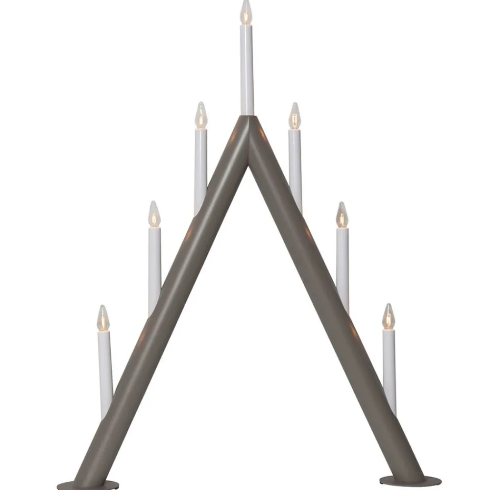 STAR TRADING Lysestake Circum, spiss, 7-flamme, gråbrun| Julebelysning