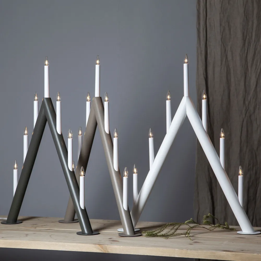 STAR TRADING Lysestake Circum, spiss, 7-flamme, hvit Discount