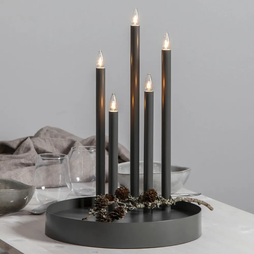 STAR TRADING Lysestake Deco, 5 lyskilder, tåkegrå Discount
