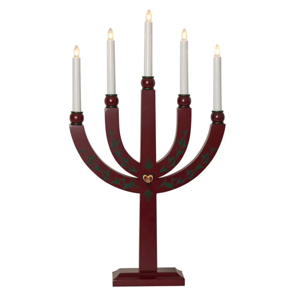 STAR TRADING Lysestake Elias Tradition femflammet rød| Julebelysning