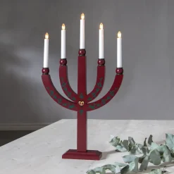 STAR TRADING Lysestake Elias Tradition femflammet rød| Julebelysning