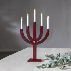 STAR TRADING Lysestake Elias Tradition femflammet rød| Julebelysning