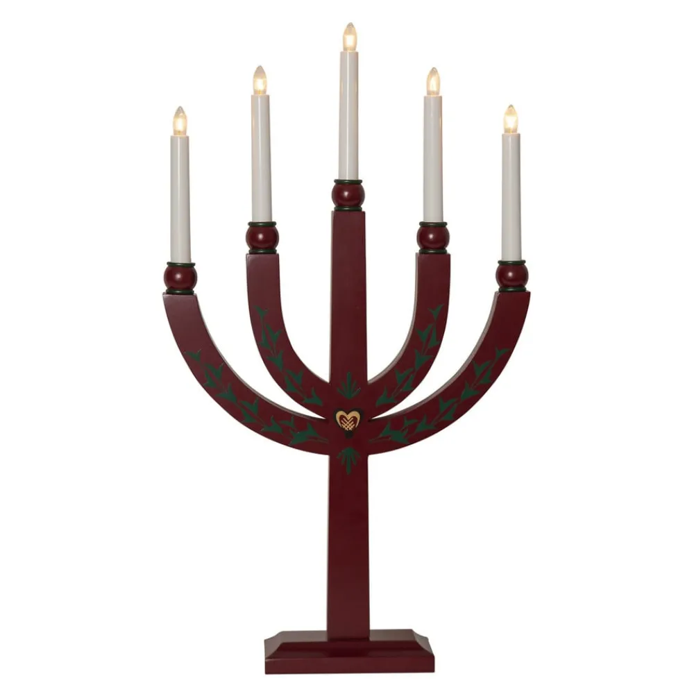 STAR TRADING Lysestake Elias Tradition femflammet rød| Julebelysning