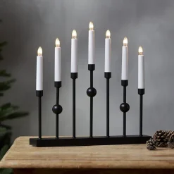 STAR TRADING Lysestake Gustav, svart metall høyde 37 cm 7 lyskilder| Julebelysning