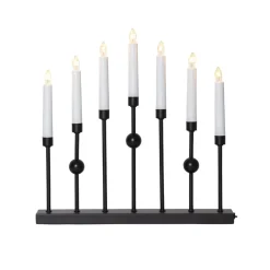 STAR TRADING Lysestake Gustav, svart metall høyde 37 cm 7 lyskilder| Julebelysning