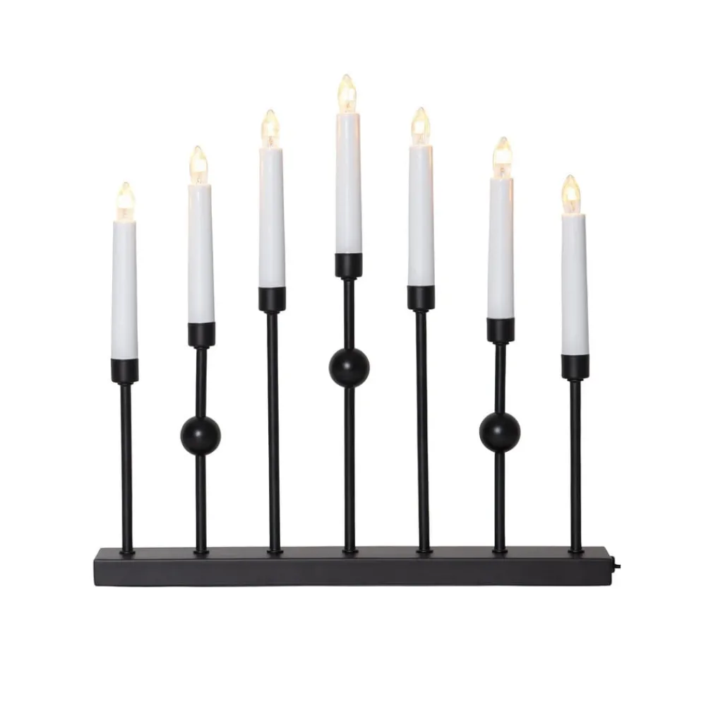 STAR TRADING Lysestake Gustav, svart metall høyde 37 cm 7 lyskilder| Julebelysning