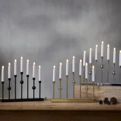 STAR TRADING Lysestake Gustav, svart metall høyde 37 cm 7 lyskilder| Julebelysning