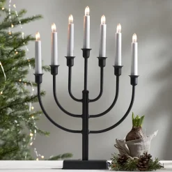 STAR TRADING Lysestake Kristina, svart metall høyde 47 cm 7 lyskilder Online