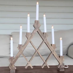 STAR TRADING Lysestake med syv flammer Rut brun| Julebelysning|Dekorasjonsbelysning