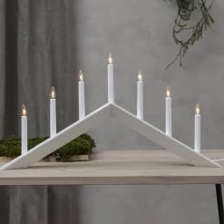 STAR TRADING Lysestake Pil, flat, 7-flamme, hvit| Julebelysning