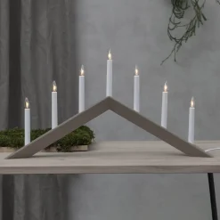 STAR TRADING Lysestake Pil, flat, 7-flamme, hvit| Julebelysning