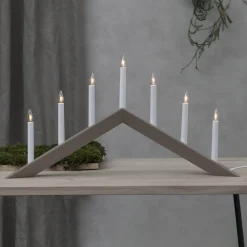 STAR TRADING Lysestake Pil, flat, 7-flamme, grå Outlet