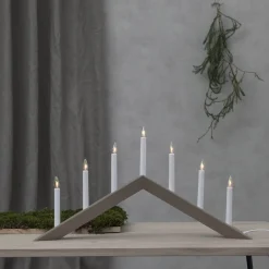 STAR TRADING Lysestake Pil, flat, 7-flamme, grå Outlet