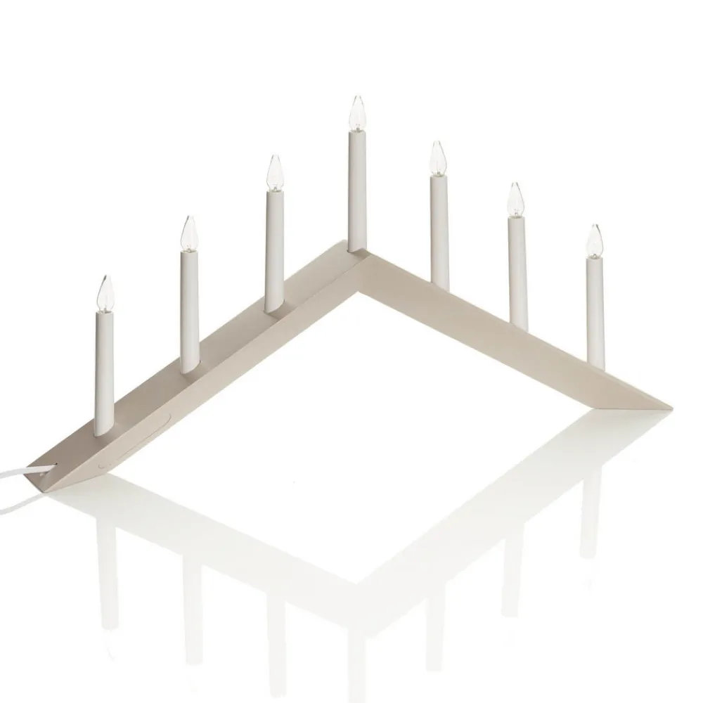 STAR TRADING Lysestake Pil, flat, 7-flamme, grå Outlet