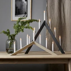 STAR TRADING Lysestake Pil, flat, 7-flamme, grå Outlet