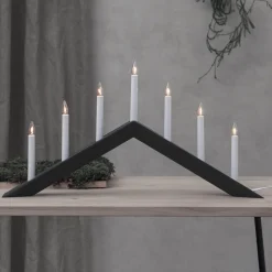 STAR TRADING Lysestake Pil, flat, 7-flamme, svart Outlet