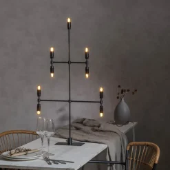 STAR TRADING Lysestake Twice, svart, 9 lyskilder, 91 cm| Julebelysning