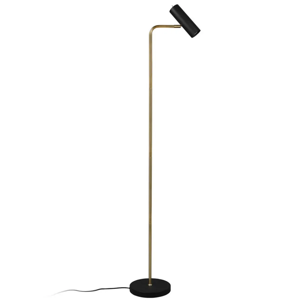 Trio Lighting Marley gulvlampe, svart/messing, høyde 151 cm, metall Online