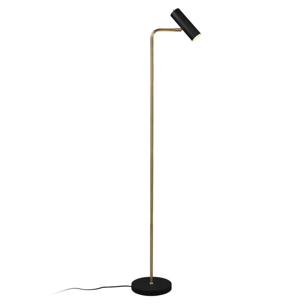 Trio Lighting Marley gulvlampe, svart/messing, høyde 151 cm, metall Online