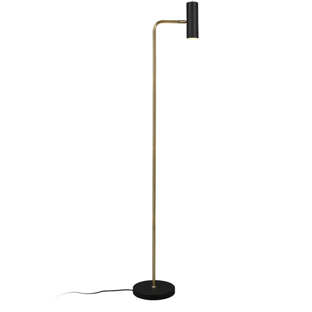 Trio Lighting Marley gulvlampe, svart/messing, høyde 151 cm, metall Online