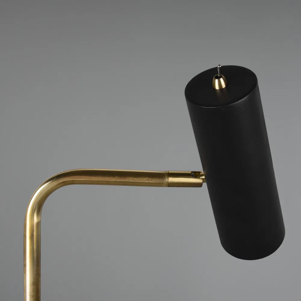 Trio Lighting Marley gulvlampe, svart/messing, høyde 151 cm, metall Online