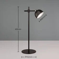 Reality Leuchten Maxima LED oppladbar bordlampe, svart, høyde 41 cm, plast| Bordlamper