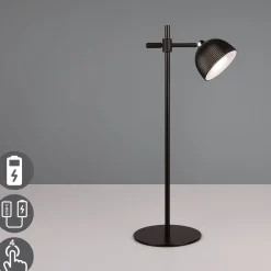 Reality Leuchten Maxima LED oppladbar bordlampe, svart, høyde 41 cm, plast| Bordlamper