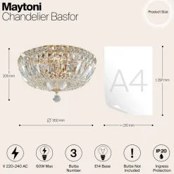 Maytoni Basfor taklampe, gullfarget, Ø 30 cm, 3 x E14 Sale