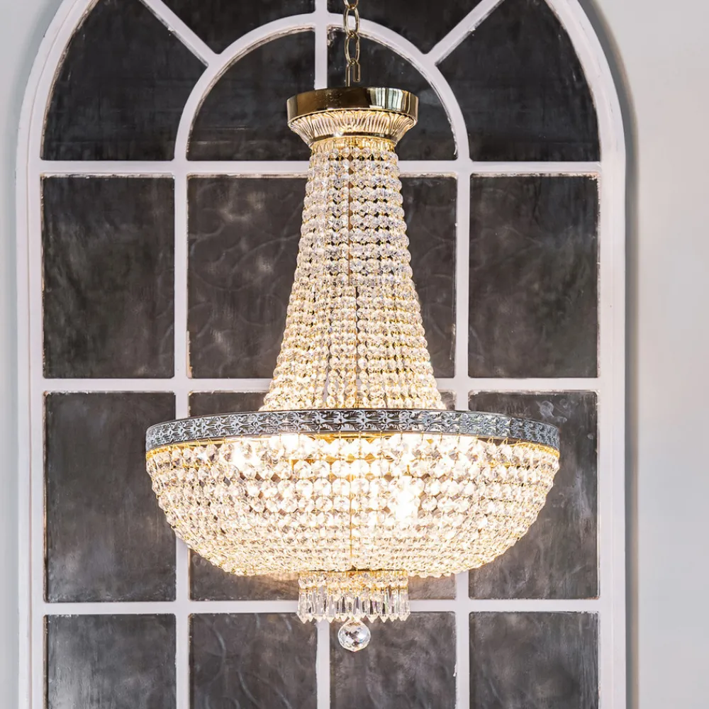 Maytoni Bella lysekrone, gullfarget, krystall, Ø 50 cm Best