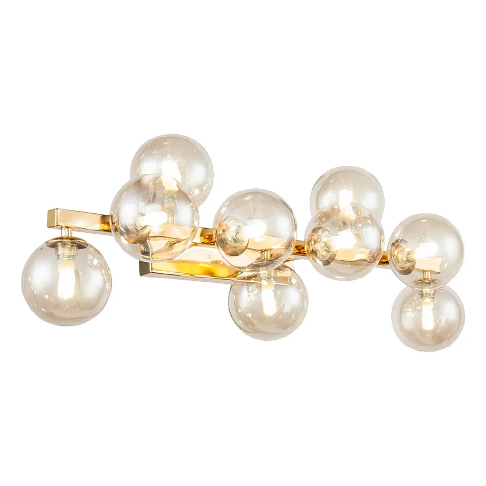 Maytoni Dallas vegglampe med 9 glasskuler, gull Best