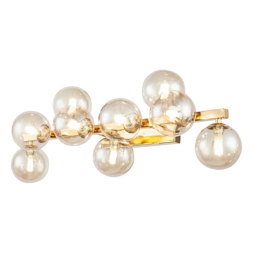 Maytoni Dallas vegglampe med 9 glasskuler, gull Best