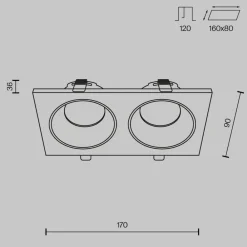 Maytoni innfelt taklampe Zoom hvit 17 x 9 cm 2 lyskilder IP65 Online