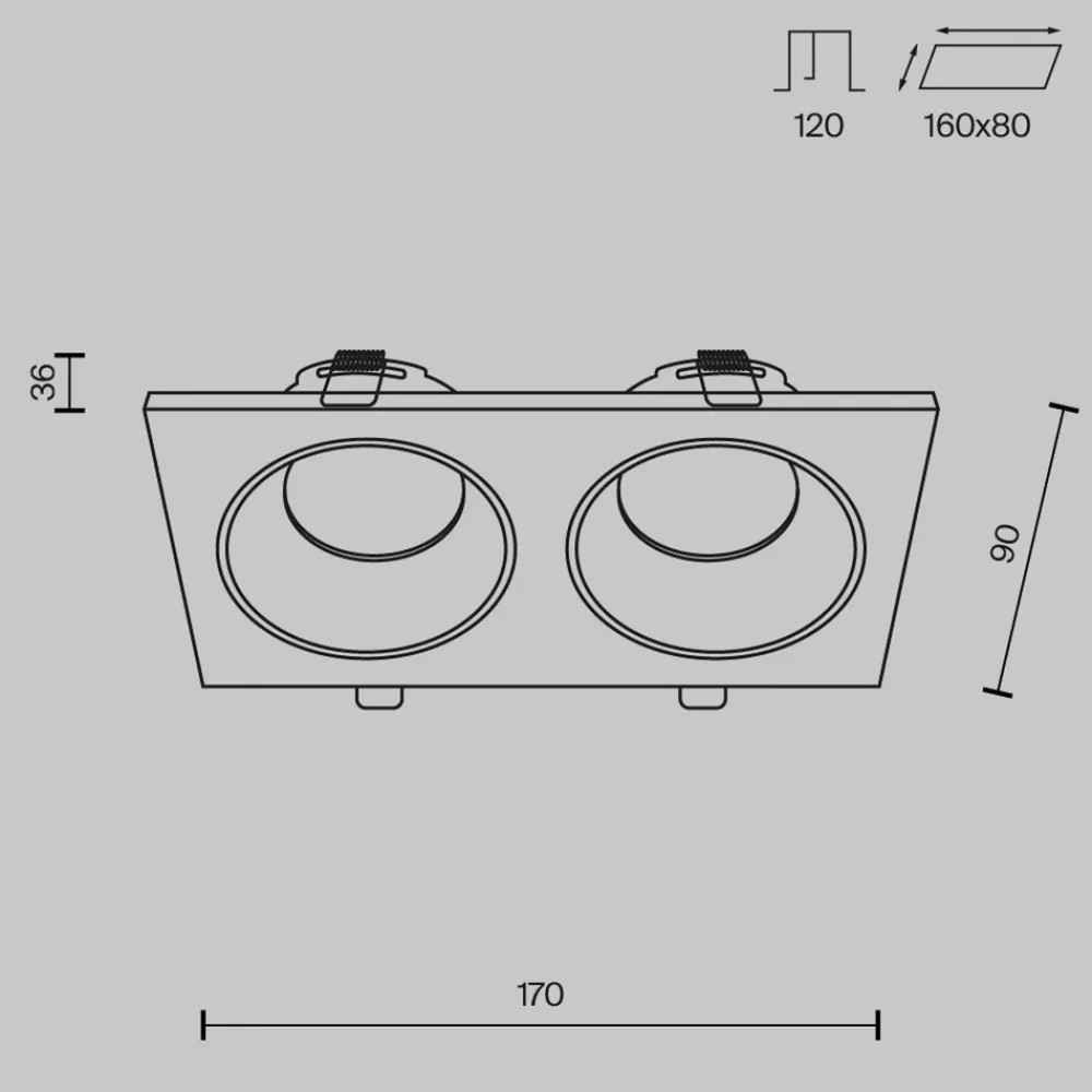 Maytoni innfelt taklampe Zoom hvit 17 x 9 cm 2 lyskilder IP65 Online