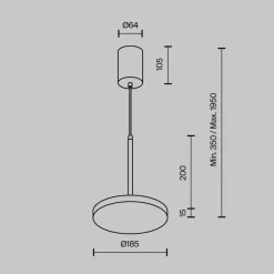 Maytoni LED-hengelampe Plato, hvit, Ø 18,5 cm, aluminium| Kontorbelysning
