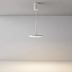 Maytoni LED-hengelampe Plato, hvit, Ø 18,5 cm, aluminium| Kontorbelysning