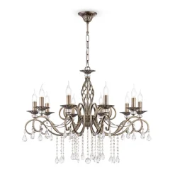 Maytoni lysekrone Grace antikk messing metall/glass 10 lyskilder. Discount