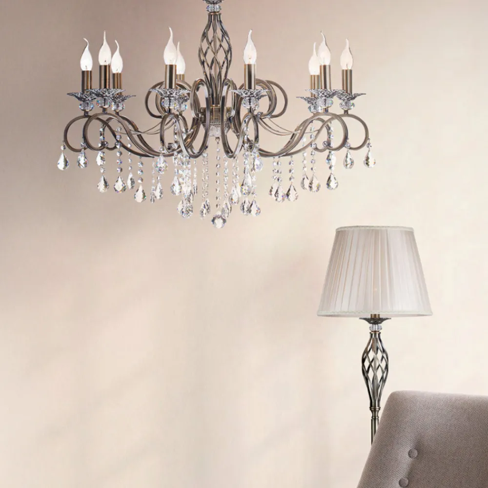 Maytoni lysekrone Grace antikk messing metall/glass 10 lyskilder. Discount